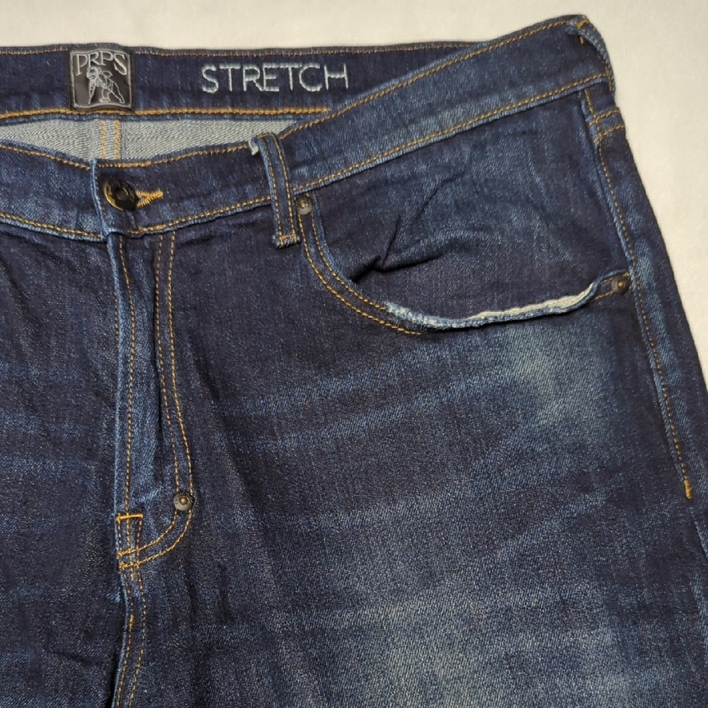 PRPS Windsor Distressed Stretch Skinny Dark‎ Blue Wash Mens Jeans Size 38